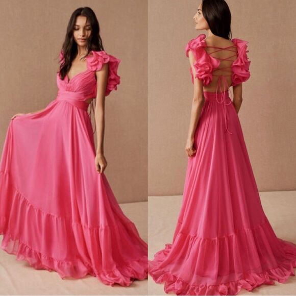 Mac Duggal Fuchsia Ruffle Gown - Picture 1 of 7